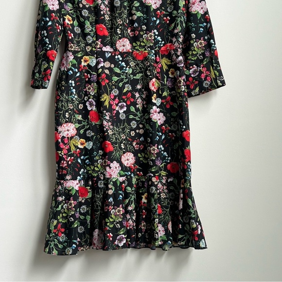 Adrianna Papell Button Collared Dress size 6 floral Bloom wedding Ruffle Money - Picture 12 of 12